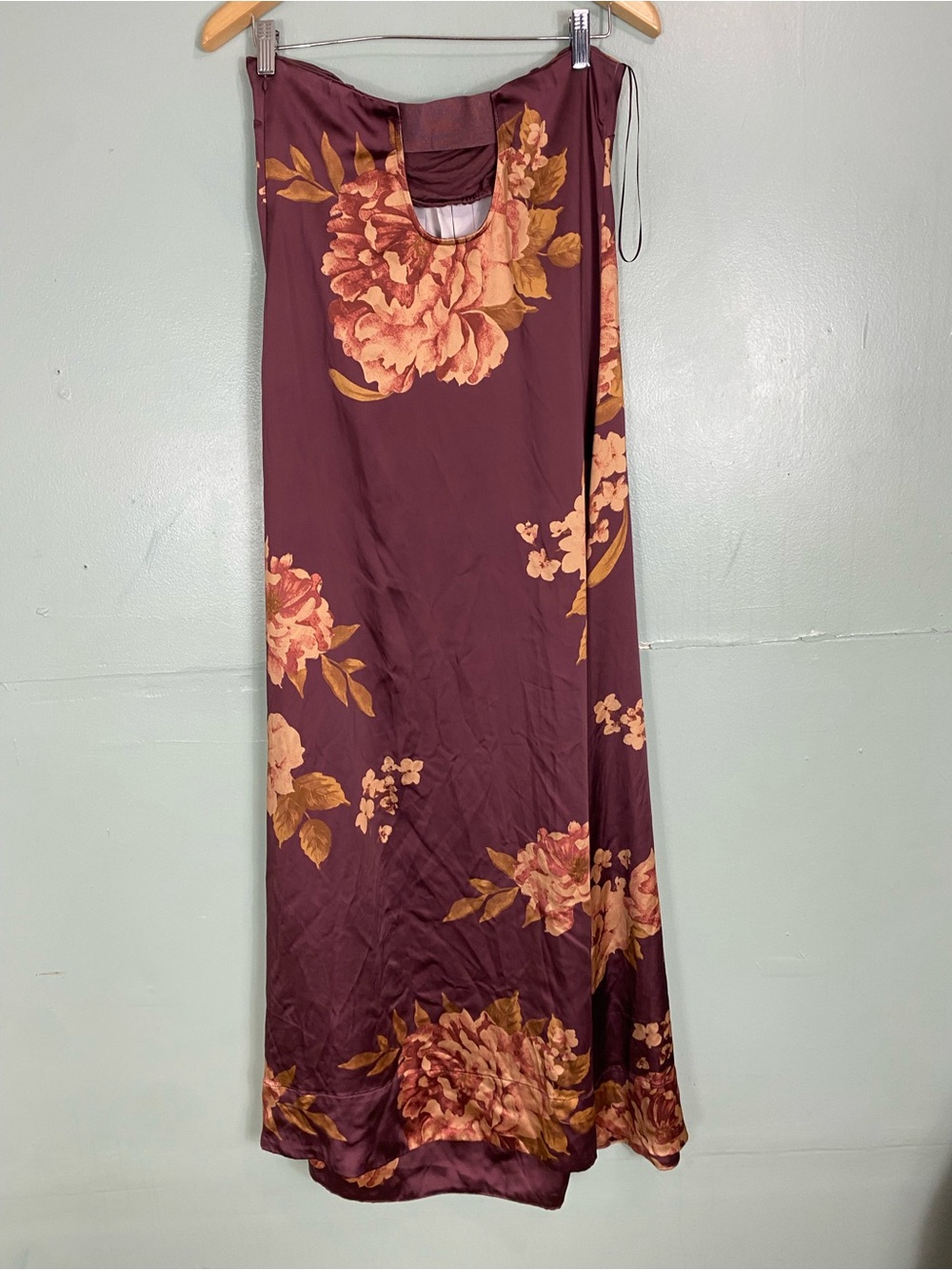 Free People Botanical Maxi Dress Brown Floral Strapless Pleated Sundress M iu - Picture 4 of 7